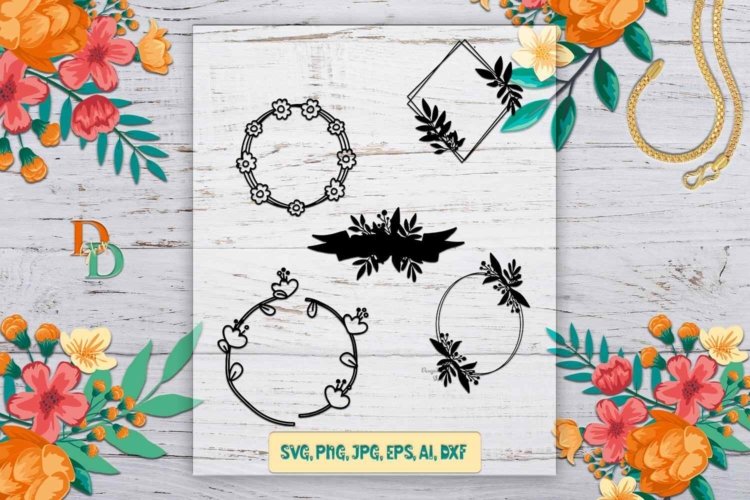 Hand Drawn Wreaths SVG Circles Frames For Print