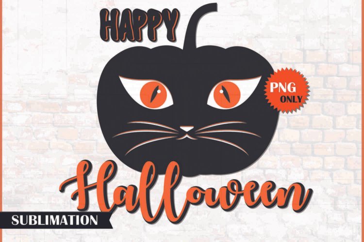 Happy Cat Halloween PNG File for Sublimation