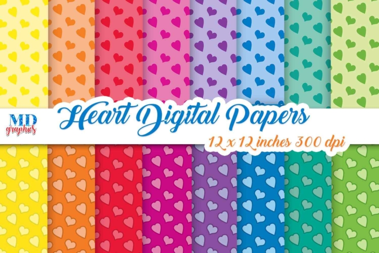 Heart Colorful Digital Scrapbooking Papers