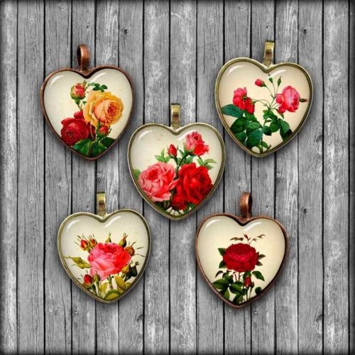 Heart Shaped images Roses Digital Collage Sheet