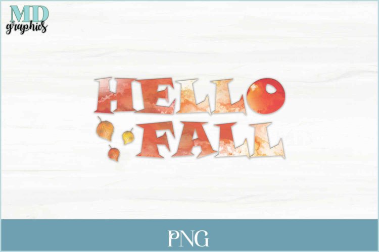 Hello Fall PNG Autumn Sublimation and Clipart Printable