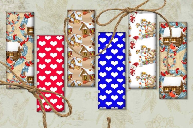 Holiday Digital Bookmarks Printable Christmas Bookmarks