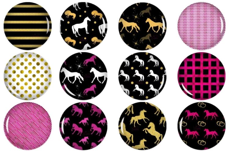 Horses Circle Images Digital Collage Sheet