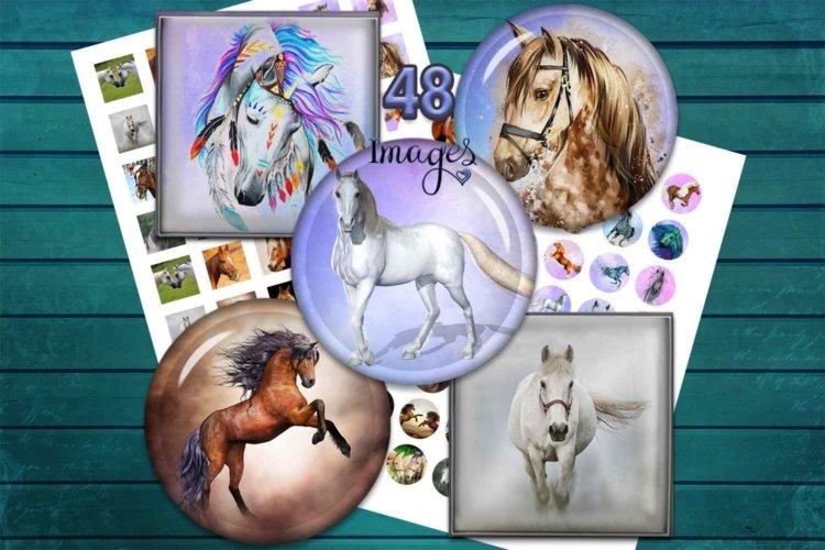 Horses Digital Collage Sheets Horses Images for Jewelry Maki