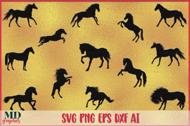 Horses SVG Silhouettes and Sublumation Printables