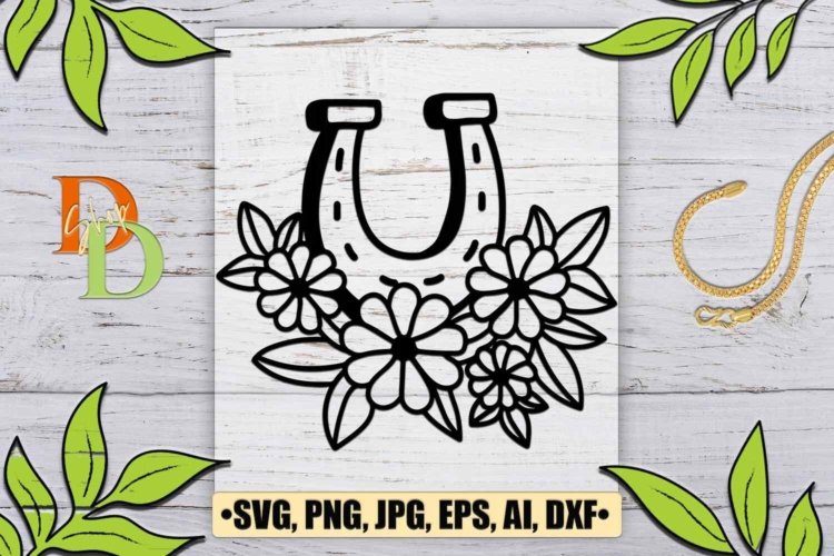 Horseshoe SVG Horseshoe Cut File Horseshoe Floral SVG File