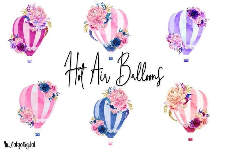 Hot Air Balloon Floral Clipart