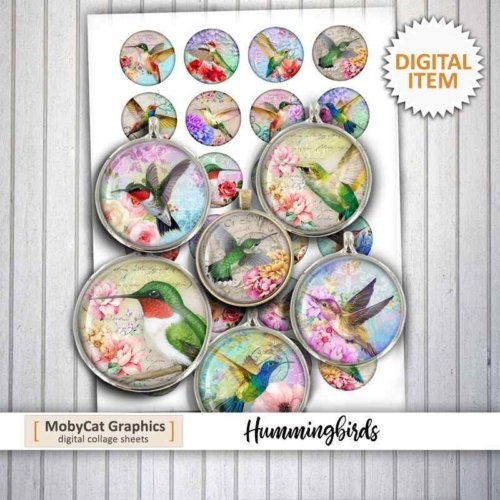 Hummingbirds Circle Printable Images