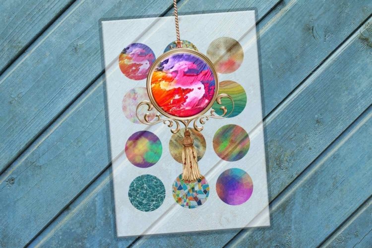 Interesting Textures Digital Collage Sheet Circle Images