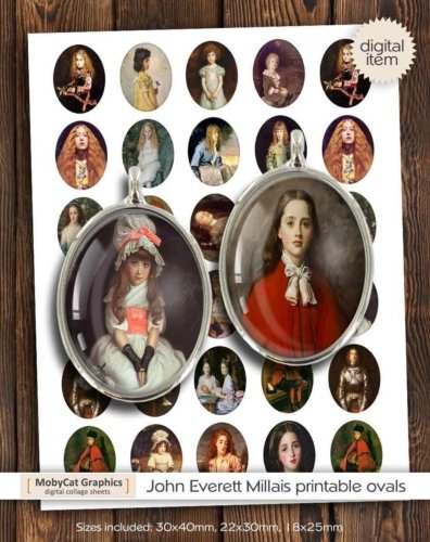 John Everett Millais Ovals Digital Collage Sheet