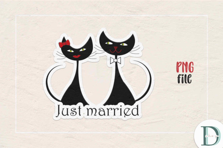 Just Married Printable Sticker Image for Print