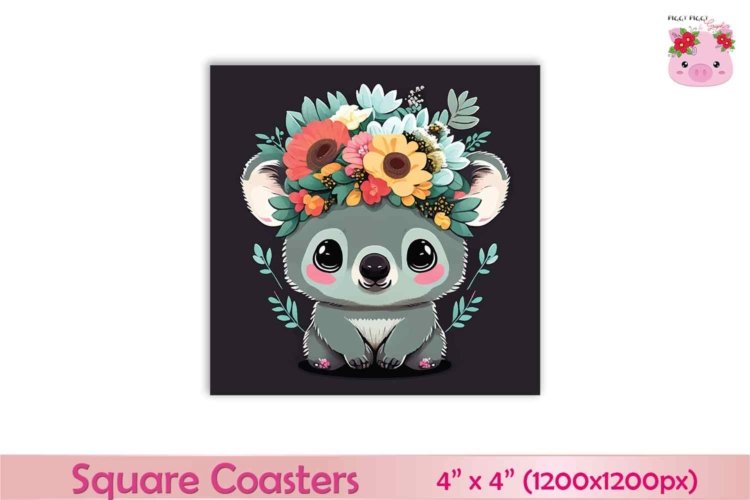 Koala With Flowers Crown Coaster