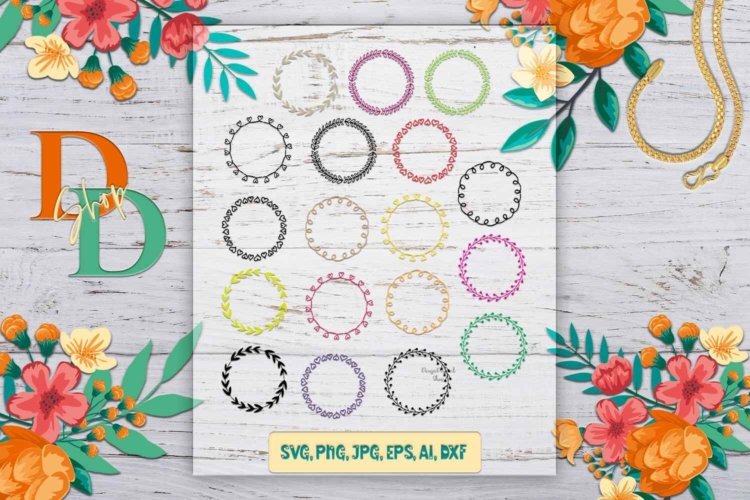 Laurel Wreath SVG Colorful Wreath PNG Leaf Circles