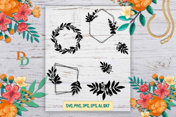 Laurel Wreath SVG and PNG Leaf Circle Monogram Frame