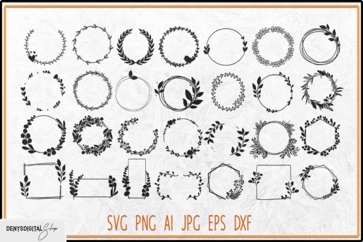 Laurel wreath SVG Wreath PNG Leaf Circle Monogram Frame