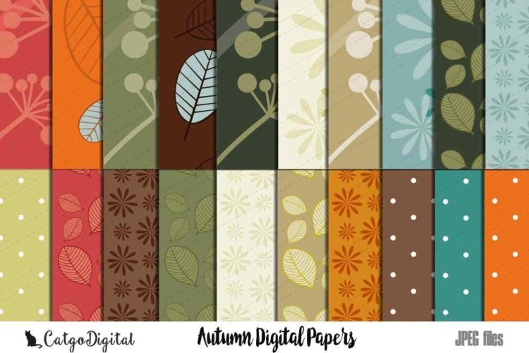 Leaves Papers Digital Scrapbooking