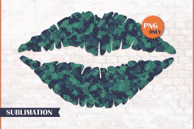 Lips Military Sublimation Lips Camouflage PNG File