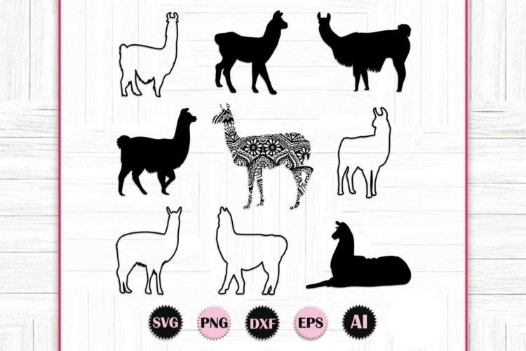 Llama Clip Art and Vector File Bundle Silhouettes