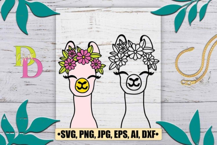 Llama SVG file Llama with Flower Crown SVG Llama cut file