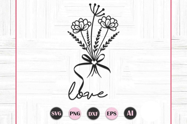 Love SVG Bouquet Flowers for Valentine’s day