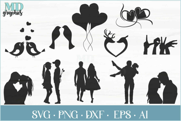 Love Silhouettes SVG Valentine Images for Crafts