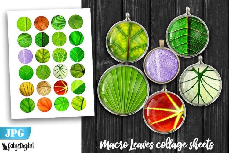 Macro Leaves Printable Digital Collage Sheet
