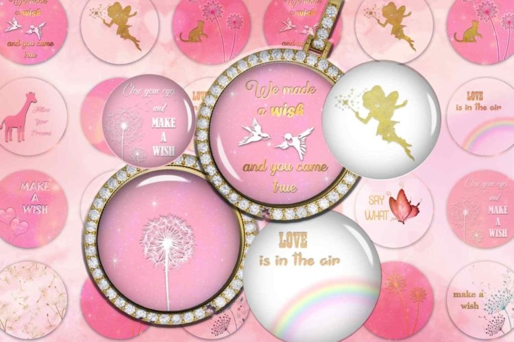Make a Wish Digital Collage Sheet Printable Circles