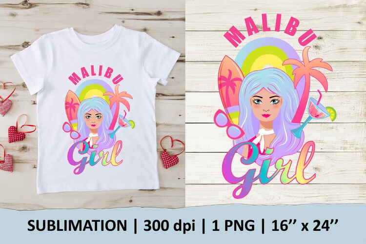 Malibu Girl sublimation design. 1 PNG
