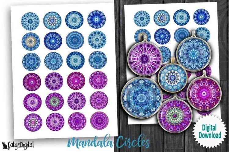 Mandala Circles Digital Collage Sheets Printables