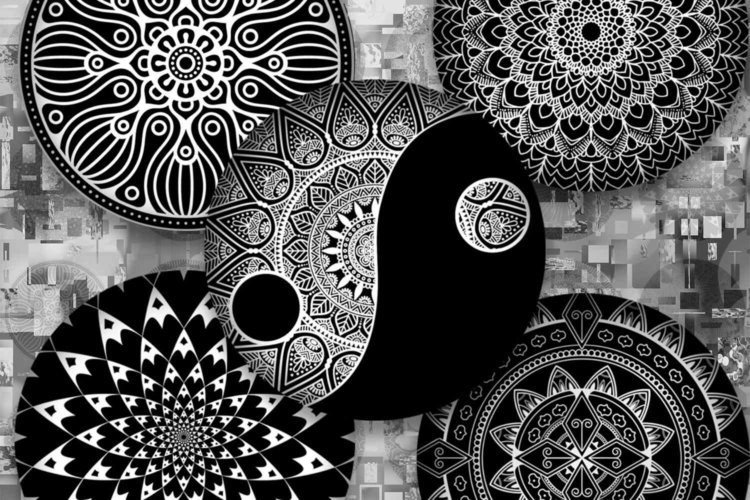 Mandala Digital Collage Sheet Printable Images Black White