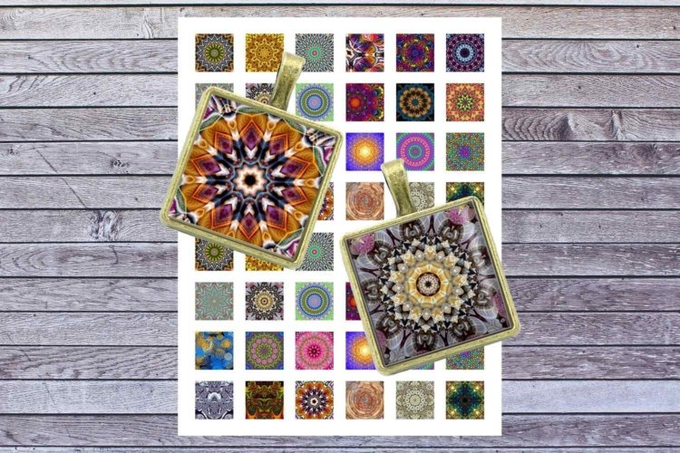 Mandala Kaleidoscope Images Digital Collage Sheet Squares