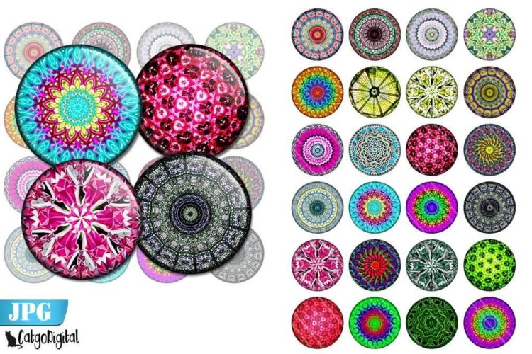 Mandala bottle cap printable images Scrapbooking
