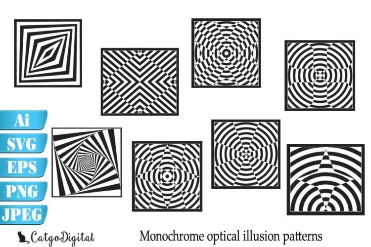 Monochrome Patterns Optical Illusion SVG EPS Ai PNG JPEG