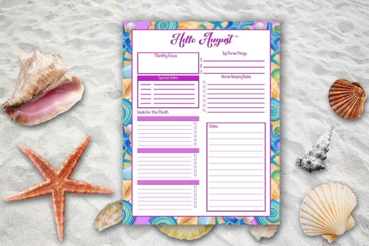 Monthly Planner Hello August Monthly Organizer