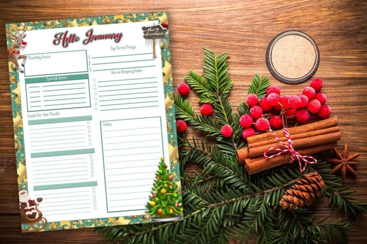 Monthly Planner Hello January Monthly Organizer for Prints