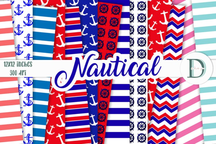 Nautical Digital Paper Scrapbooking Papers Nautical Cards