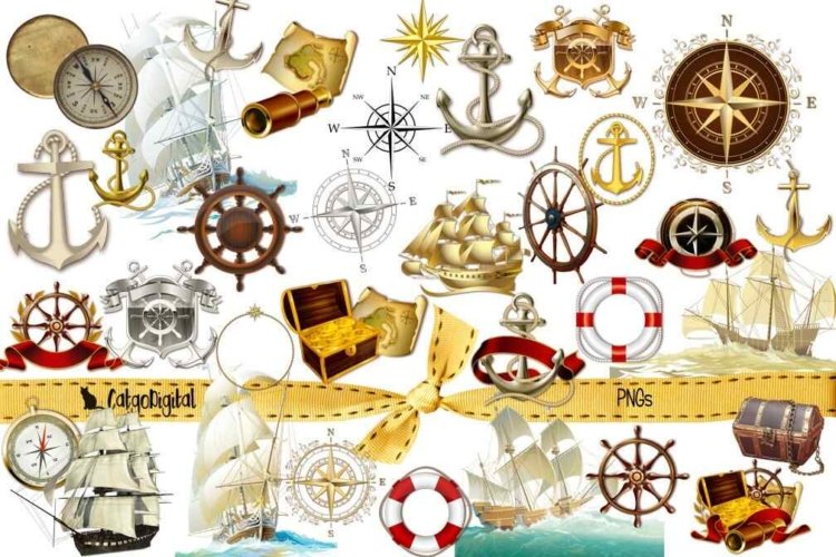Nautical Marine Sea Clip Art PNG individual files
