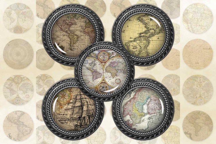Old Maps Circle Images Old Maps Round Image Maps Printables