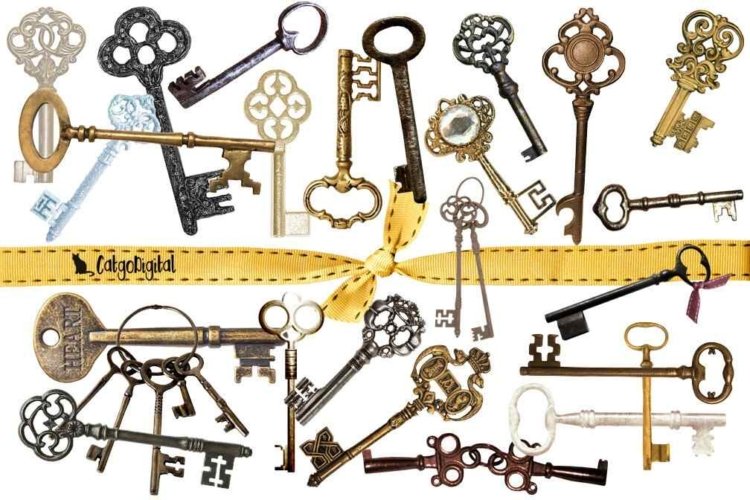 Old Skeleton Keys Clip Art PNG individual files