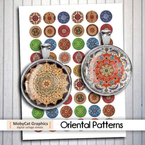 Oriental Patterns Printable Collage Sheet