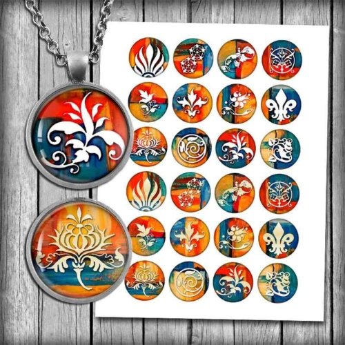 Ornamental Circle Printable Images Digital Collage Sheet