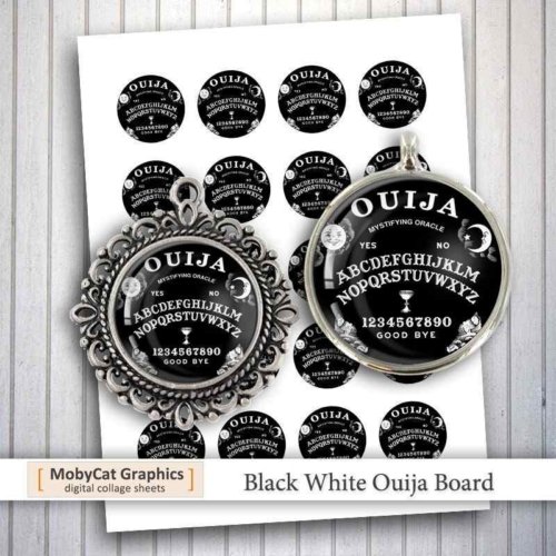 Ouija Board Black and White Printable Rounds