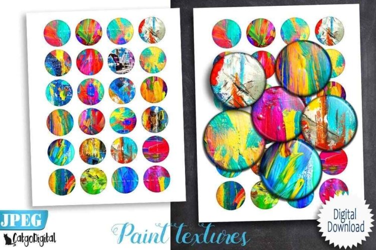 Paint Textures Digital Collage Sheets