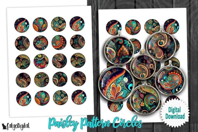 Paisley Pattern Digital Collage Sheets for Scrapbooking