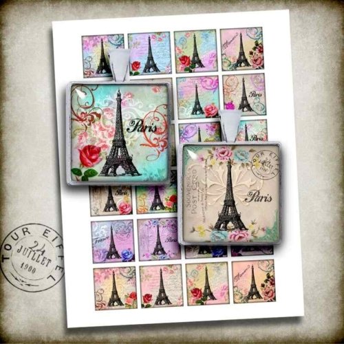 Paris Printable Squares Digital Collage Sheet