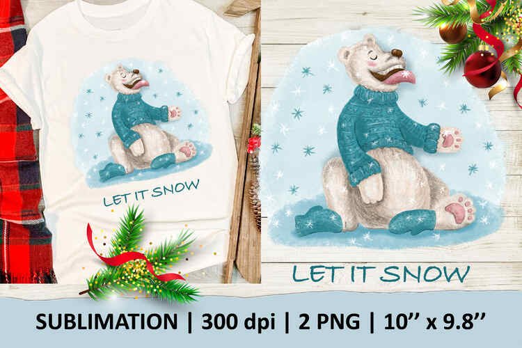 Polar bear enjoying the snowfall – 1 sublimation desig