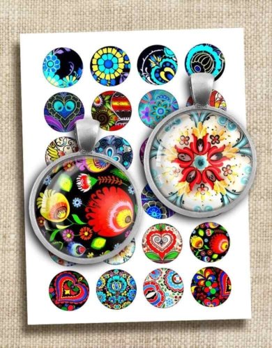 Folk Art Patterns Printable Digital Collage Sheet