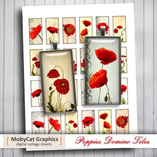 Poppies Domino Rectangular Printable Images