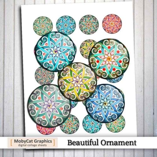 Printable Beautiful Ornament Circles Collage Sheet