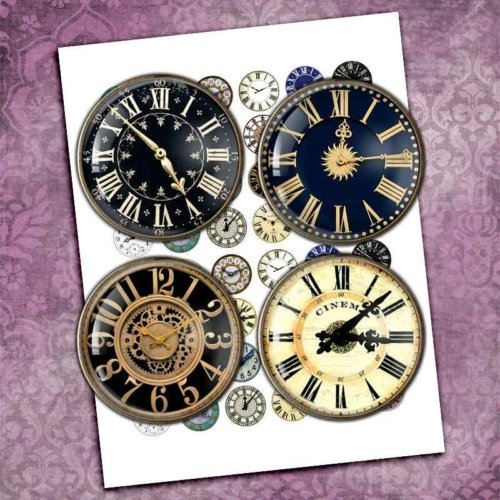 Printable Clock Faces Digital Collage Sheet
